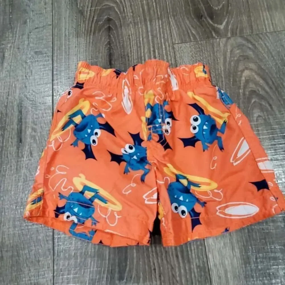 Boys Baby Swim Sets Size 12-18M Kids Swim Set - Orange and Green 2 Pieces